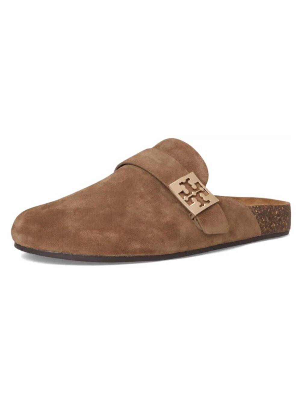 TORY BURCH Mellow Brown Gold Suede Mule Size 7